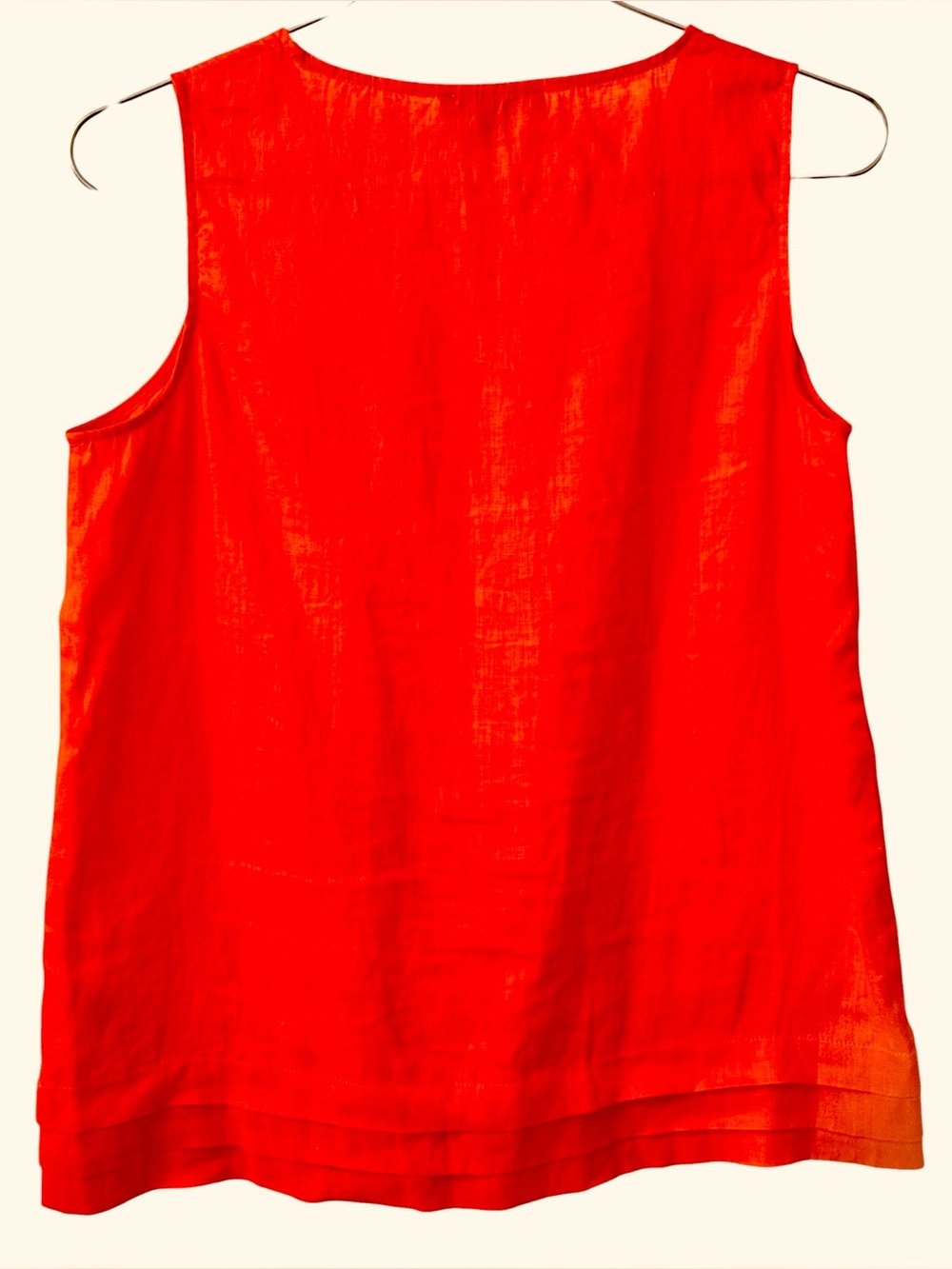 Saks Fifth Avenue 100% Linen Tank Tiered Hem Detail Sunset Orange Size Small - Picture 2 of 8